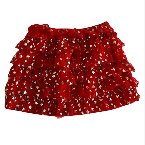 𝅺Red and silver metallic stars ruffled tutu size 24 months - Picture 2 of 6